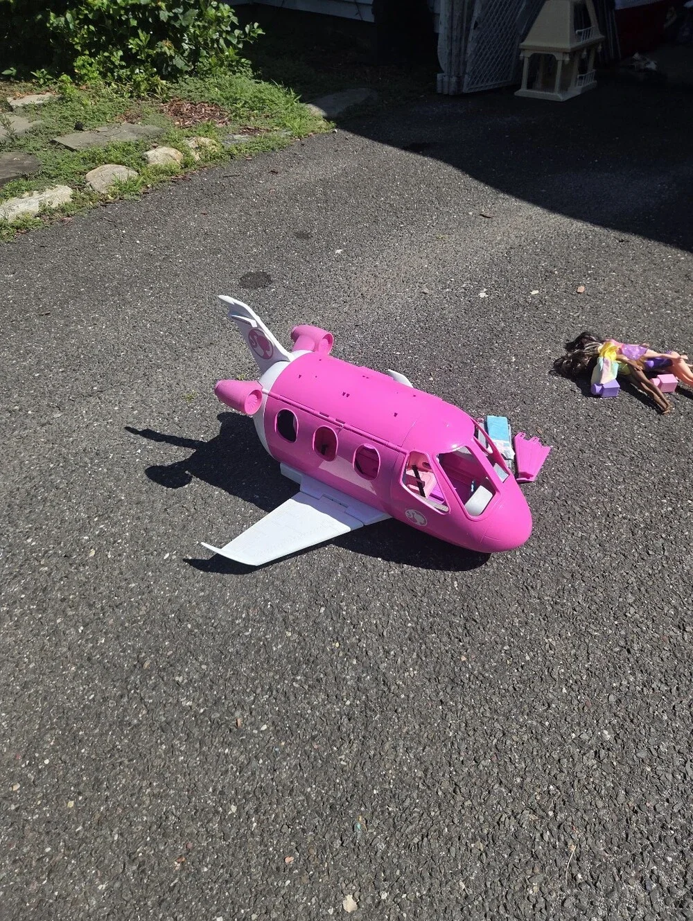 Barbie Pink Teal Play Plane with Fold-Out Cabin